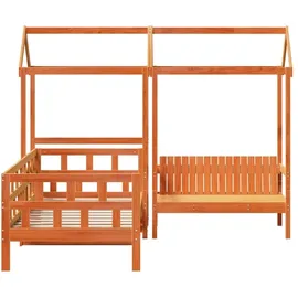 vidaXL Tagesbett Set mit Dach Wachsbraun 80x200 cm Massivholz Kiefer