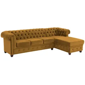 Home Affaire Chesterfield-Sofa HOME AFFAIRE "New Castle L-Form", gelb (mustard), B:255cm H:72cm T:171cm, Sofas, hochwertige Knopfheftung in Chesterfield-Design, B/T/H: 255(171/72)