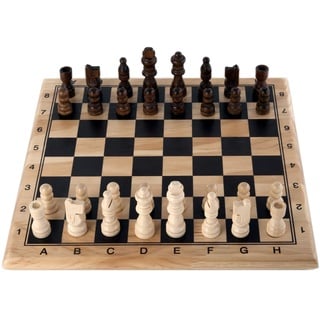 Engelhart - 150235-150236- Schachspiel und Dame Birkenholz - 30 cm x 30 cm - Massivholz-Spielbrett - komplettes Spiel mit Stücken - ab 6 Jahren (Schach)