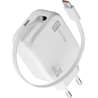 Cellular Line Retractable Power 30W 30W-Wandladegerät mit einziehbarem USB-C-Kabel
