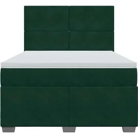 vidaXL Boxspringbett 140 x 200 cm Dunkelgrün