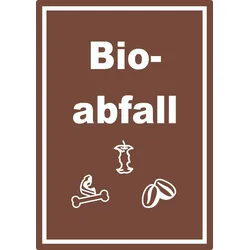 Bioabfall Mülltrennung Aufkleber Text Symbol Essen A7 (74x105mm)
