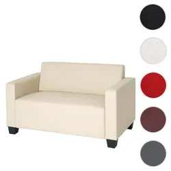 2er Sofa Couch Lyon Loungesofa Kunstleder ~ creme