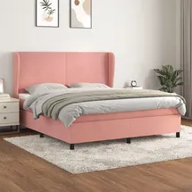 vidaXL Boxspringbett mit Matratze Rosa 180x200 cm Samt