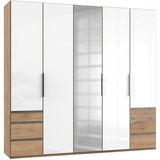 WIMEX Level 250 x 236 x 58 cm Plankeneiche Nachbildung/Weißglas mit Glas- und Spiegeltüren