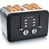 Arendo - Automatik Toaster 4 Scheiben in Edelstahl - bis zu vier Sandwich und Toast-Scheiben - Bräunungsgrad 1-6 - Aufwärm- und Auftaufunktion - ... - Schwarz