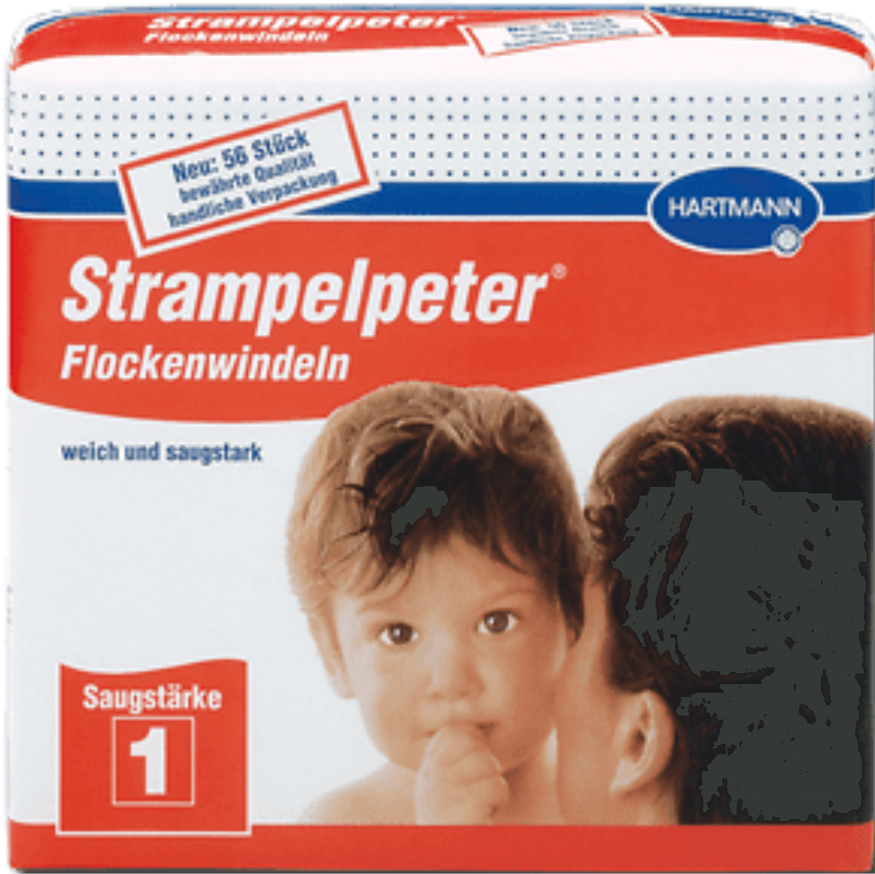 Produktbild Strampelpeter Flockenwindeln Saugstärke 1 Beutel 56 Stück