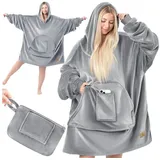 Kesser KESSER® Hoodie Decke Kuscheldecke mit Ärmeln Deckenpullover Vielseitig Tragbare Decke zum Anziehen für Damen & Herren, Sweatshirt Warm Kuschelpullover Erwachsene weich Ärmeldecke Oversize