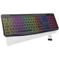 TECURS Tastatur Kabellose Gaming - Leise Tastatur QWERTZ Beleuchtet Ergonomis...