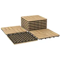 Goplus 10er Set Terrassenfliesen aus Akazienhartholz, Bodenbelag mit Stecksystem
