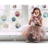 KOMAR Fenstersticker Frozen Royal Bubbles - Größe 30 x 30 cm, 2 Bogen - Kinderzimmer, Babyzimmer, Fensteraufkleber, Fensterbild