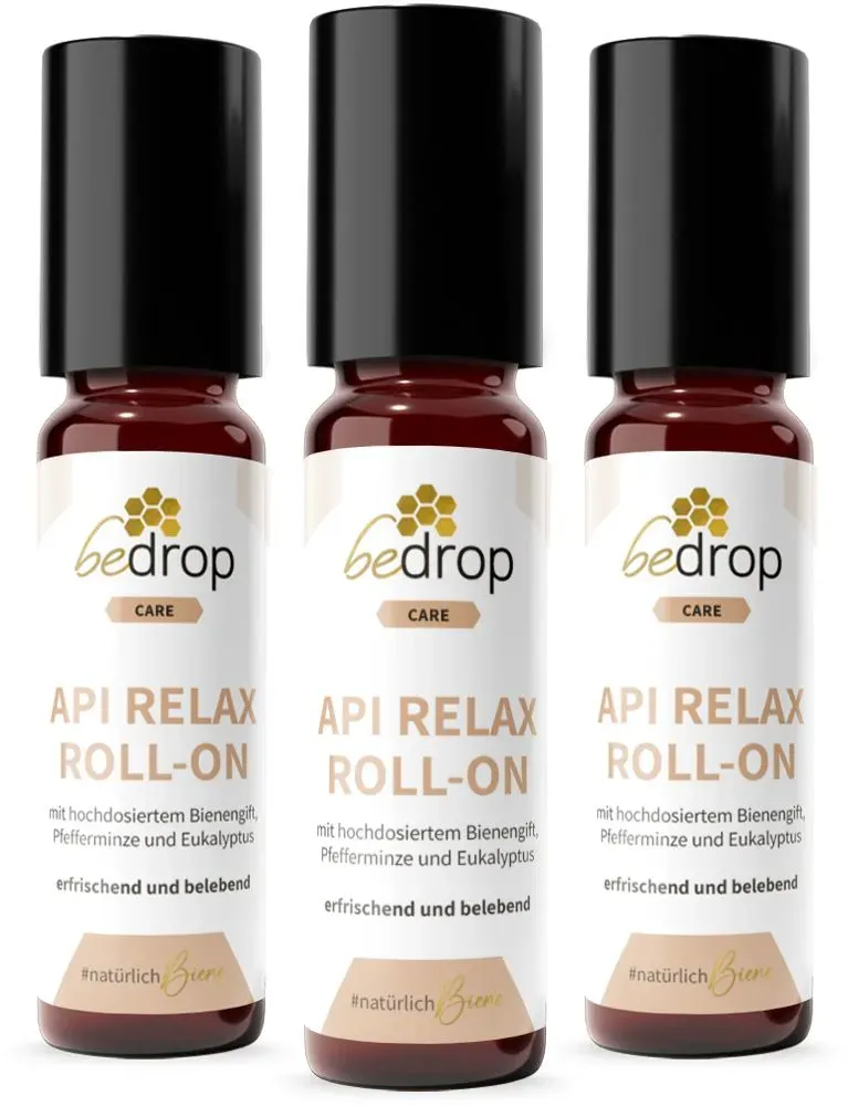 bedrop API Relax Roll-On mit hochdosiertem Bienengift, Pfefferminze und Eukalyptus Set Ätherisches Öl 3 St