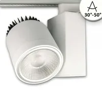 ISOLED 3-PH Schienen-Strahler fokussierbar, 30W, 30°-50°, weiß matt, neutralweiß,
