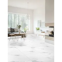 Check Klick-Vinyl CHECK One Alsberg Marmor 2157 Hochglanz-Fliese XL inkl. Trittschall Standard -1m2 - Weiß