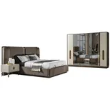 Xlmoebel Schlafzimmer-Set Exklusive braune Schlafzimmermöbel: Bett, 2x Nachttische, Schrank, (4-tlg., Bett / 2x Nachttische / Kleiderschrank), Hergestellt in Europa braun