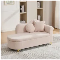 HAUSS SPOLE Schlafsofa mit Stauraum,Chaiselongue Loungesofa mit Lendenkissen & Rückenlehne, Relaxliege mit integriertem Stauraum und Komfortausstattung, Stauraum unter Sitzfläche,Dekokissen inklusive rosa
