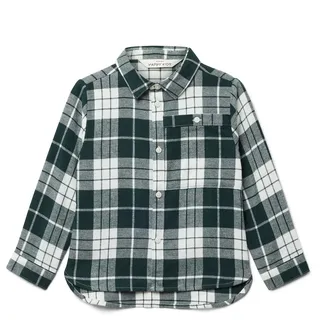 Tchibo - Kinder-Flanell-Hemd - Gr. 110/116 - dunkelgrün/kariert
