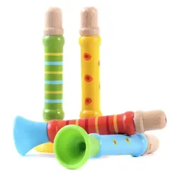 GICO Spielzeug-Musikinstrument Set mit 4 Trompeten, Pfeifen, Tröten aus Holz - 7940