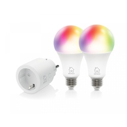 Deltaco Smart Home Starterkit, 2x RGB LED Lampe E27 + 1 Smart Plug