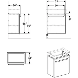 Geberit Waschtischunterschrank 1 Tür 54,9 x 60,4 x 33,7 cm Grau