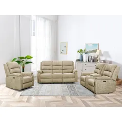 Relaxsofa elektrisch 3-Sitzer - Stoff - Taupe - NEVERS