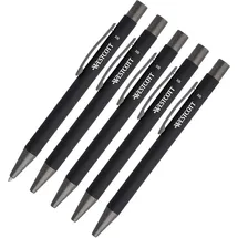 Westcott PRIMESOFT-XB Kugelschreiber 5 Stück | 5er Set Schwarze Premium Kugelschreiber aus Aluminium | Dokumentenecht mit schwarzer Tinte | Strichstärke XB 1,4 mm | E-745006 00