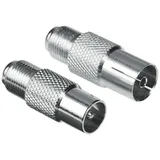 Hama SAT Adapter 2er Set (F-Kupplung auf Koax-Stecker und F-Kupplung auf Koax-Kupplung) (Amazon Frustfreie Verpackung)