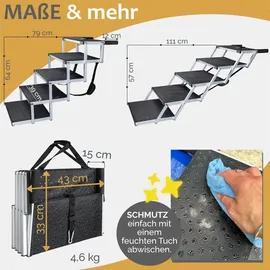 Petigi Hundetreppe klappbar 5 Stufen 70 kg