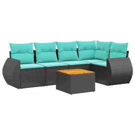 vidaXL Gartensofa-Set 6-tlg. schwarz