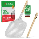 STOKEFIRE Pizzaschieber groß | Pizzaschaufel Zubehör für Pizzastein-Premium Pizzaheber auch für XXL Pizzen-Längenveränderbar für Ofen oder Grill