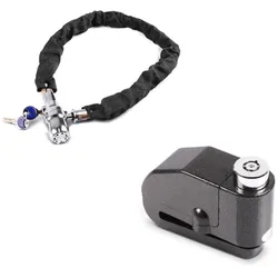 Set: Alarm Kettenschloss CA1, 1m-8mm + Bremsscheibenschloss Alarm 110dB BS-Motoparts Diebstahlschutz schwarz