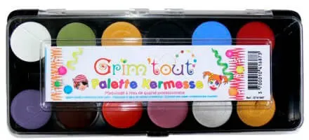 Kinderschminke Palette fcr Kinder 9 Farben wasserbasiert 28 x 18 cm inkl. Pinsel mehrfarbig - Grim'Tout - Leicht abwaschbar