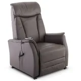 Fernsehsessel mit Aufstehhilfe, Relaxsessel mit Liegefunktion/Sitzheizung, Leder/Kunstleder, 2 Motoren, Dunkelbraun, Raburg Emma Eos 2