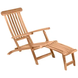 Möbilia Liegestuhl mit Fußstütze 4 Liegepositionen Teak natur | Natur