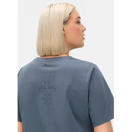 sheego Yogashirt SHEEGO "T-Shirt", Damen, Gr. 40/42, grau (rauchgrau), 73% Baumwolle, 27% Polyester, unifarben, Rundhals, Shirts Yogashirt