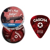 Cascha Gitarren-Plektrum Medium 24 Stück I hochwertiges Plektren-Set aus robustem & griffigem Celluloid - inkl. praktischer Plektrum-Aufbewahrungs-Box I 0,71 mm Medium Plektron rot 24 Stück