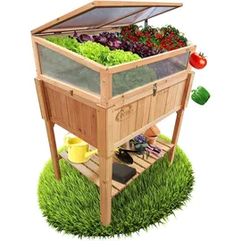 Coemo Hochbeet mit Frühbeetaufsatz 90 x 40 x 120 cm Braun