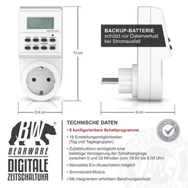 Bearware 2x Zeitschaltuhr mit 1,5 LCD-Display 8 konfigurierbare Schaltprogramme