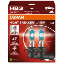 Osram NIGHT BREAKER® LASER HB3, +150% mehr Helligkeit, Halogen-Scheinwerferlampe, 9005NL-2HB,