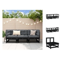 vidaXL 3-tlg. Garten-Lounge-Set Schwarz Massivholz Kiefer