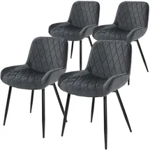ML-Design 4er Set Esszimmerstühle mit Rücken- und Armlehnen, Anthrazit, Samt Sitzfläche, Metallbeine, Küchenstühle Küchenstuhl Wohnzimmerstühle