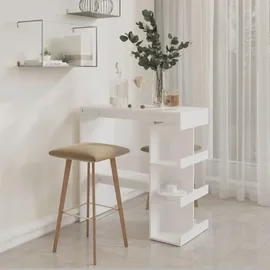 vidaXL Bartisch mit Regal 100 x 50 x 101,5 cm Weiß