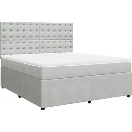 vidaXL Boxspringbett mit Matratze Hellgrau 180x200 cm Samt