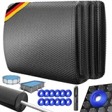 Kesser KESSER® Pool Solarabdeckplane Solarfolie Stärke 120μm Solarabdeckung Solarplane zuschneidbar Poolsolarplane Solar Folie inkl. 1x Lochzange & 12x Ösen Poolheizung für Wassererwärmung Wärmeplane