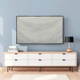 kwmobile 40" TV Abdeckung Indoor - Fernseher Hülle Bildschirmschutz Abdeckung - TV Bildschirm Staubschutzhülle - Fernsehabdeckung - Leinen Hellgrau