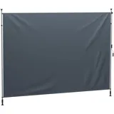 Outsunny Klemmmarkise mit Handkurbel höhenverstellbar Gelenkarmmarkise Markise ohne Bohren Sonnenschutz UV-beständig, inkl. Wandhalterung Sonnenmarkise 350 cm breit für Terrasse Balkon, Dunkelgrau