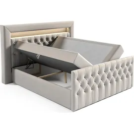 Fun Möbel Boxspringbett Schlafzimmerbett SEVRA Nr.1 180x200cm in Elisa Velvet Hellgrau