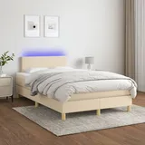 vidaXL Boxspringbett mit Matratze & LED Creme 120x200 cm Stoff