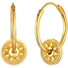 Elli Creolen Sonne Antik gold 925 Sterling Silber onesize