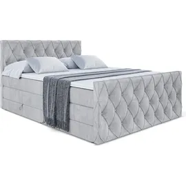 altdecor Boxspringbett AMAY-Z KING - 160x200 - H3/H4 - Hellgrau